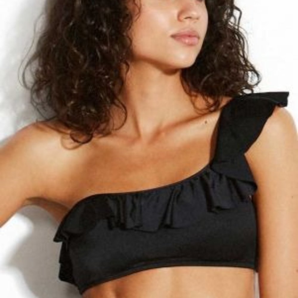 NWT Seafolly Shine On One Shoulder Top in Black